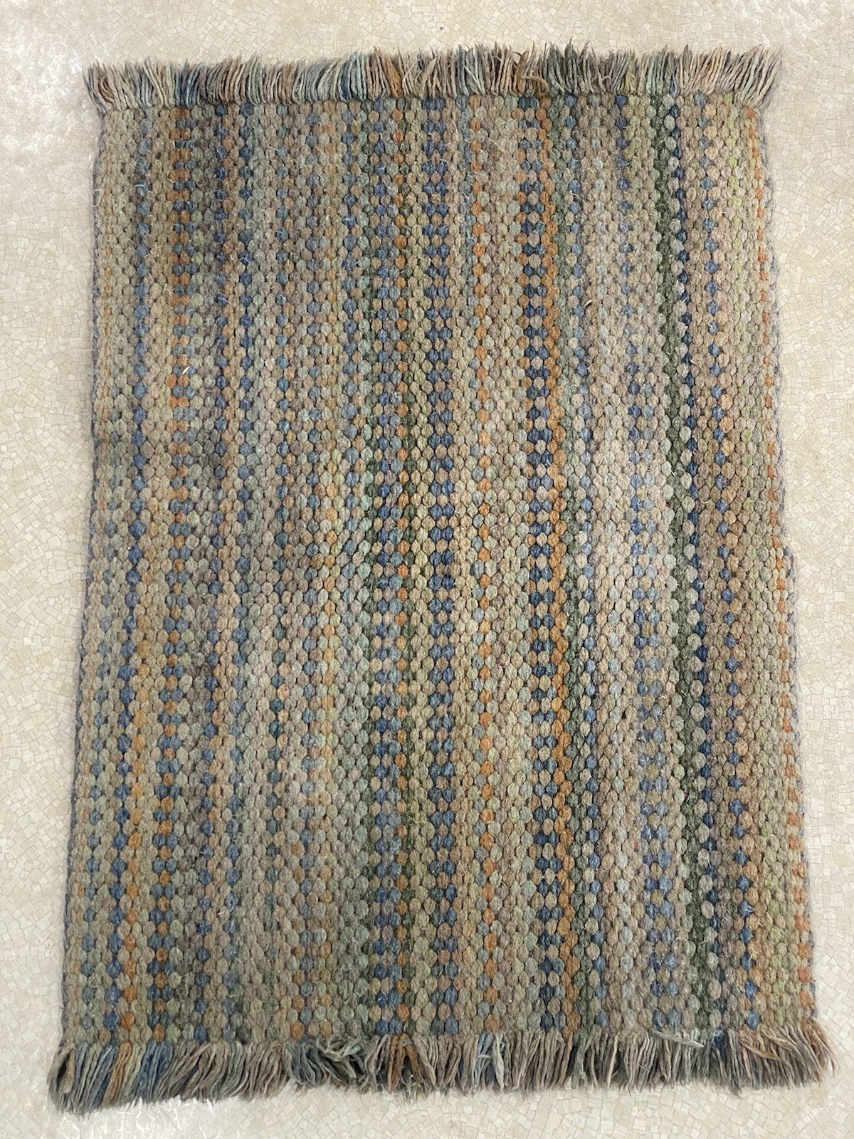 Vintage Wool Handmade Braided Rectangle Rug Farmhouse Cottagecore 34.5” x 23”
