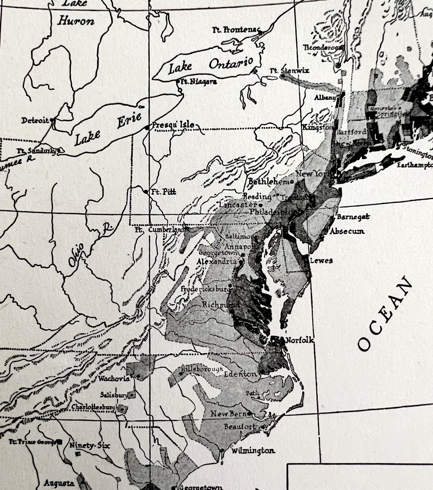 Map 1942 U.S. Colonies In 1760 5.5 x 9″ Settlement History Ephemera DWW6B