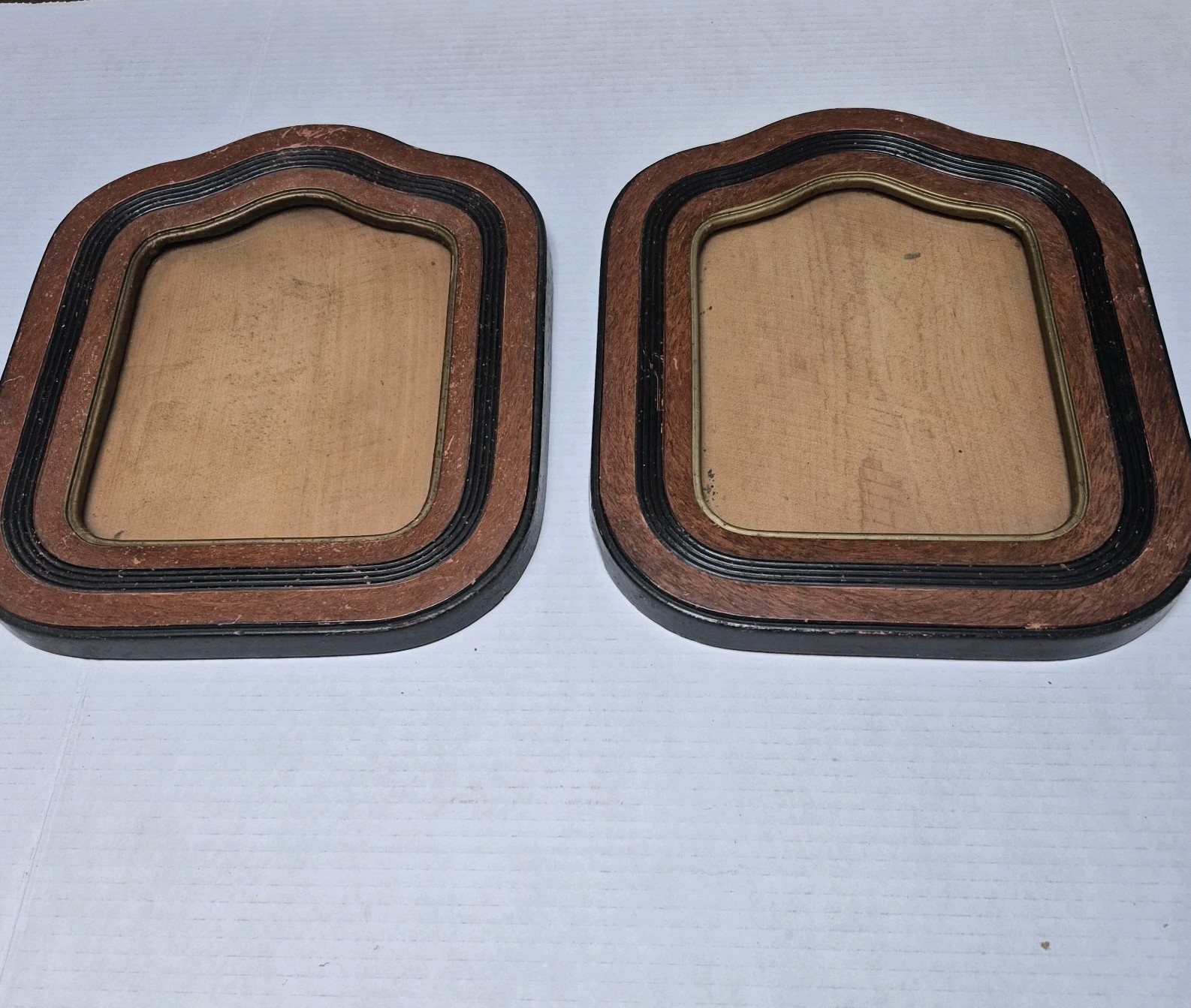 Pair Of Antique Victorian Arched Wooden Picture Frames 19th Century Tombstone