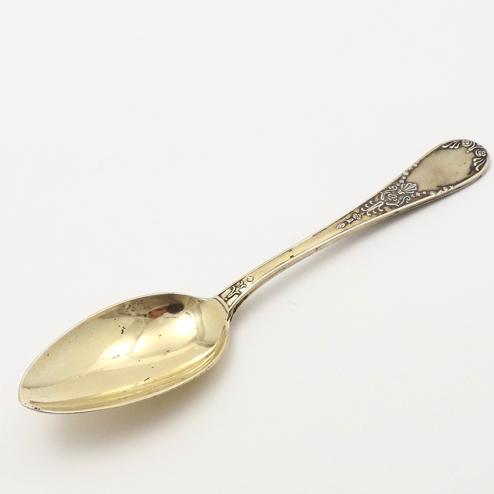 Antique 800 Silver Gold Wash Bruckmann Sohne Flower Demitasse Spoon