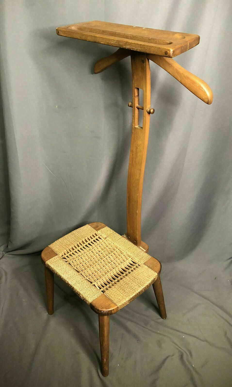 Mid Century Mens Valet Vintage Danish Style Butler Solid Wood Gentlemans Chair