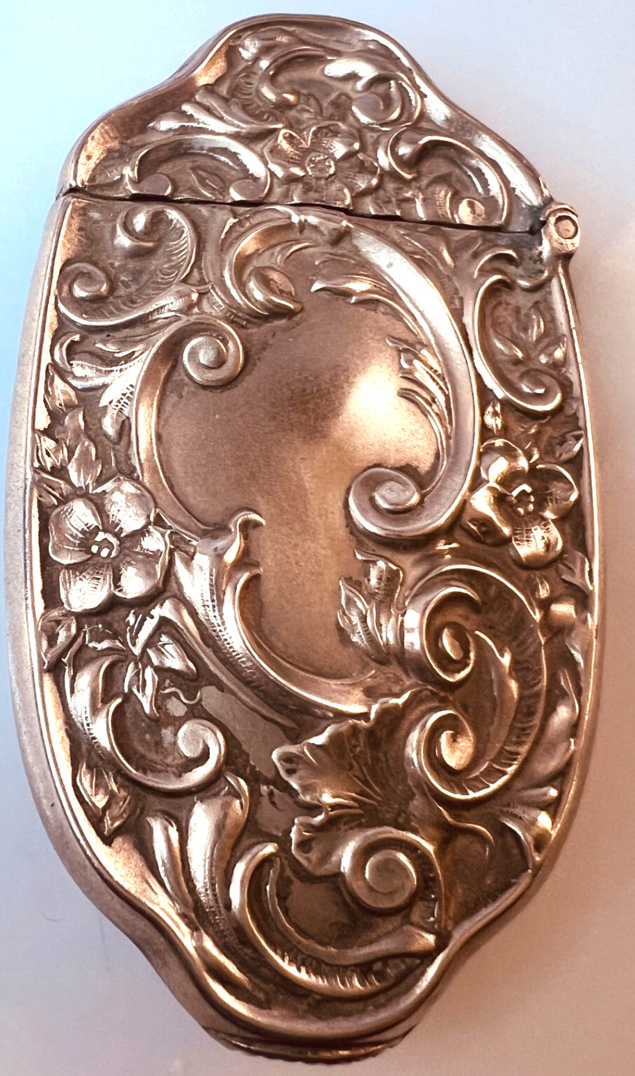 OVAL STERLING VESTA CASE MATCH SAFE ART NOUVEAU LITTLE USE GORGEOUS EXCELLENT