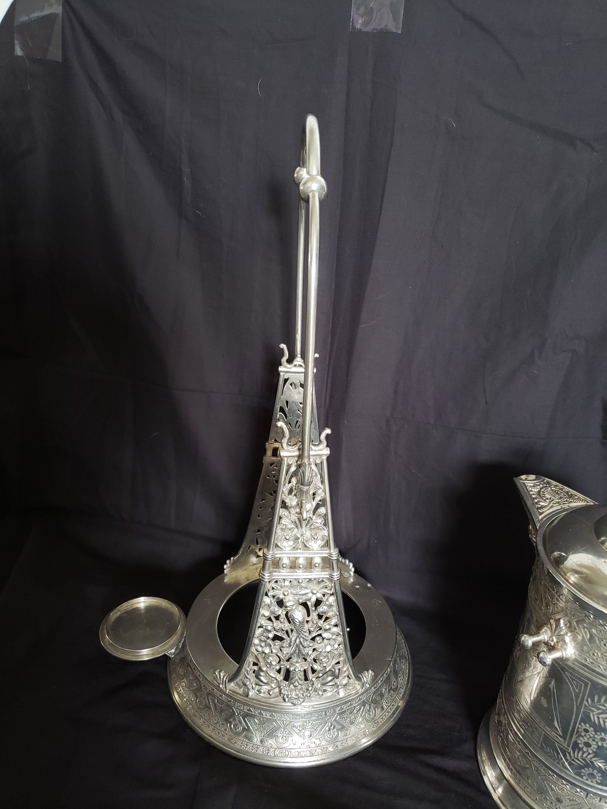 Simpson Hall Miller Quadruple Silverplate Tilting Pitcher + Stand