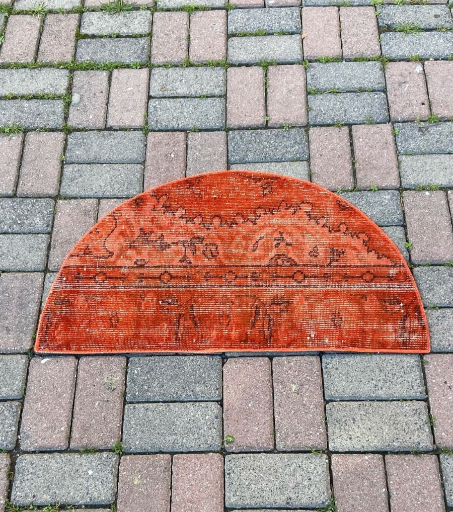 Red Turkish Rug, 1.6×2.7 ft Kitchen Rug, Decorative Rug, Handmade Vintage Carpet
