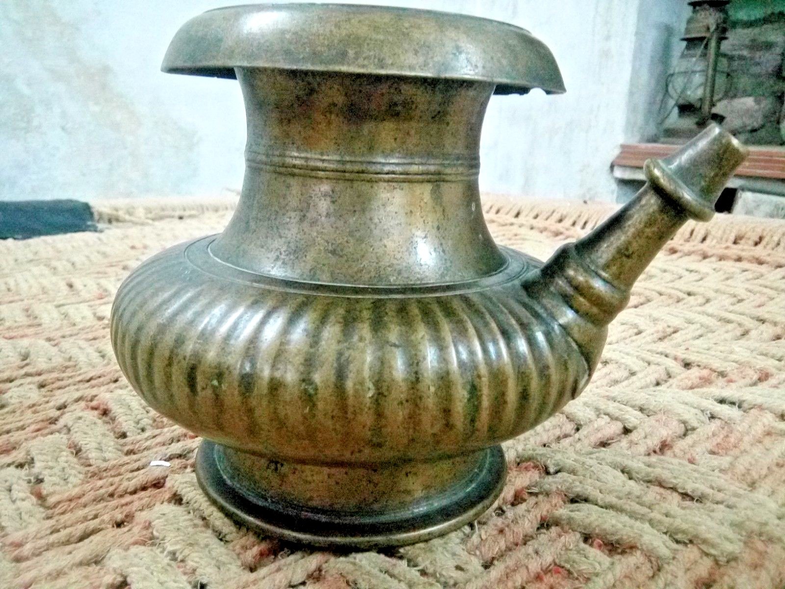 Old antique Solid Fine Brass Unique Ritual Holy Water Pot /Ewer