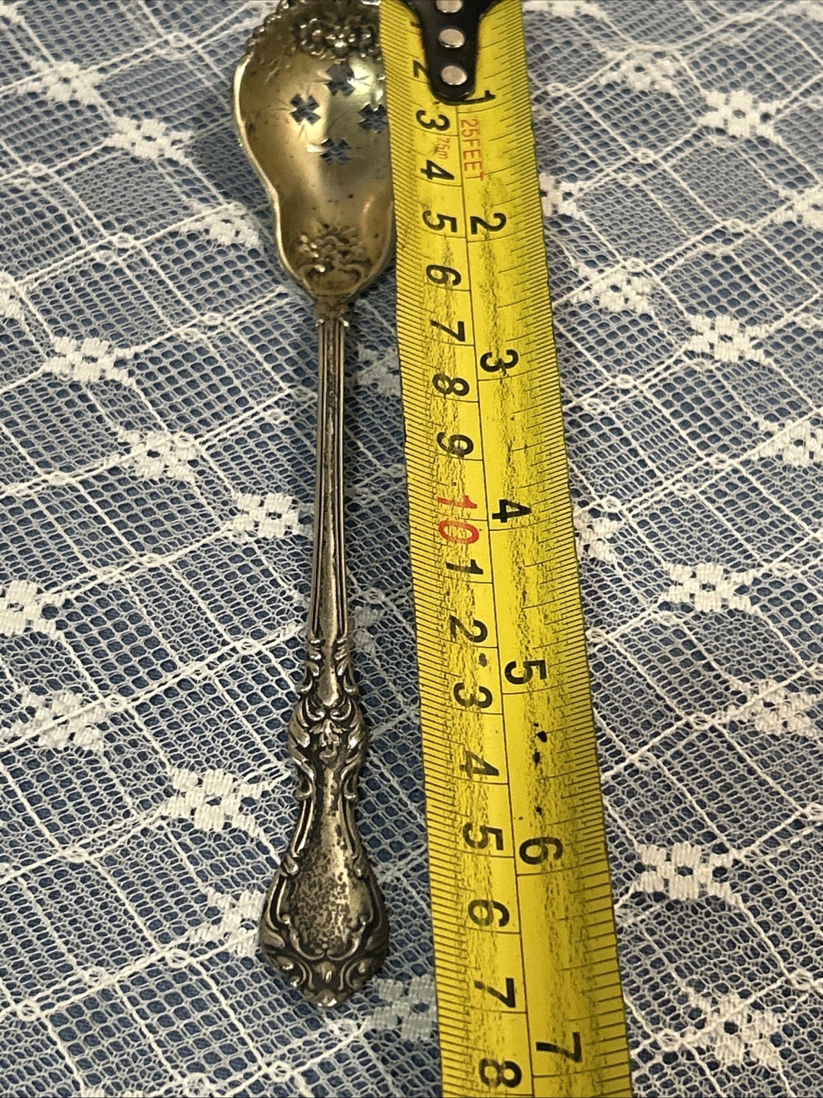 Poppy by Baker-Manchester Sterling Silver Olive Spoon Gold Washed Pierced~13.5 G