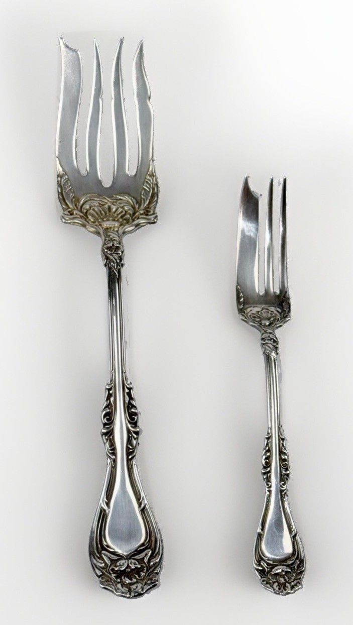 Wm A Rogers A1 Hanover Silverplate Lettuce & Pastry Serving Fork Set