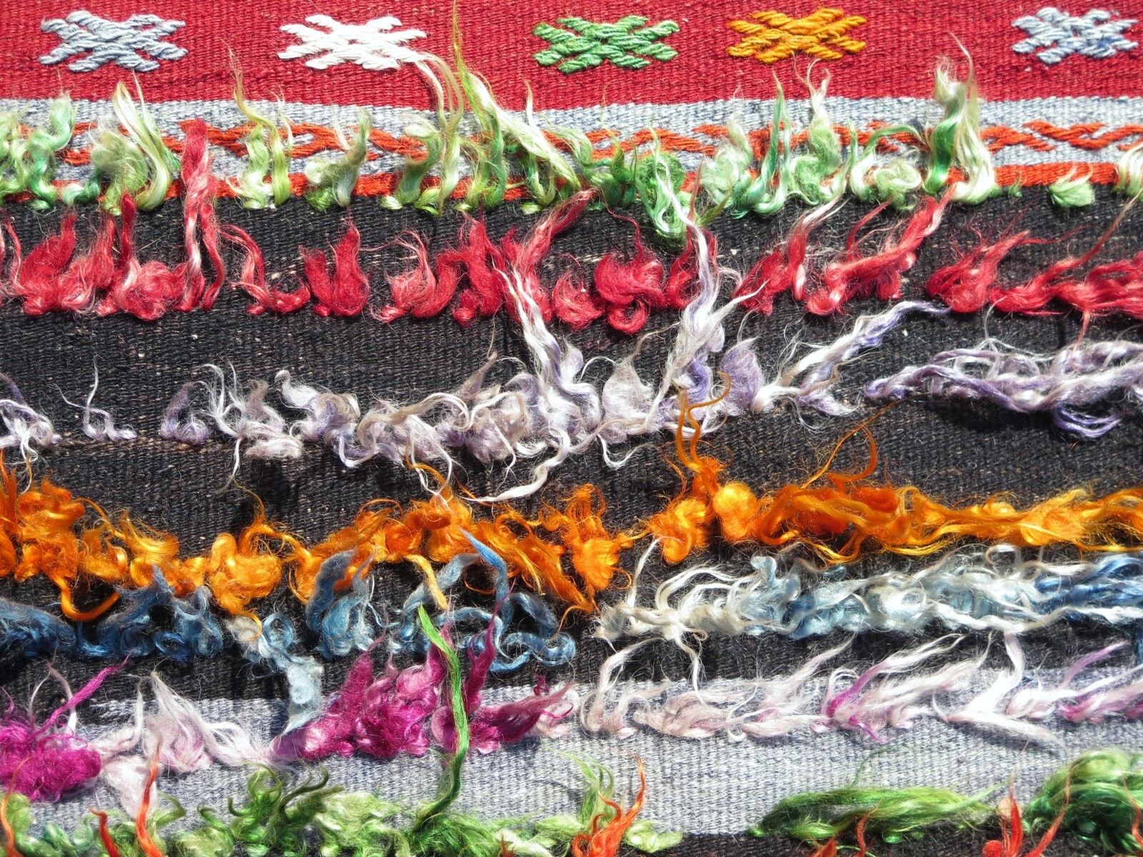 Shaggy Rug Mohair Rug Long Hair Rug Multicolor Carpet Vintage Tulu Rugs 35″x50″