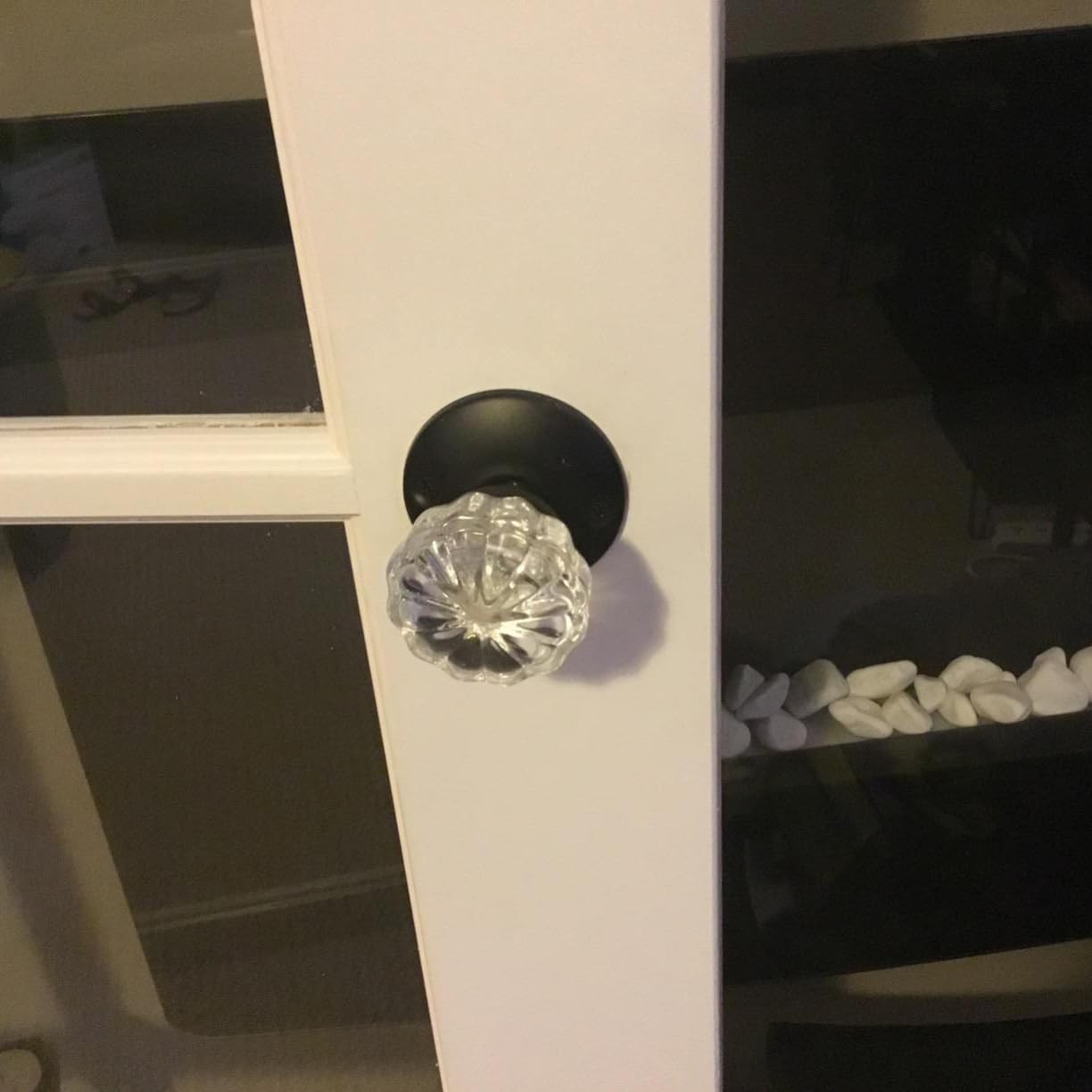 Vintage Round Door Knob Rosettes Black Matte Finish Interior 2 Pack Set