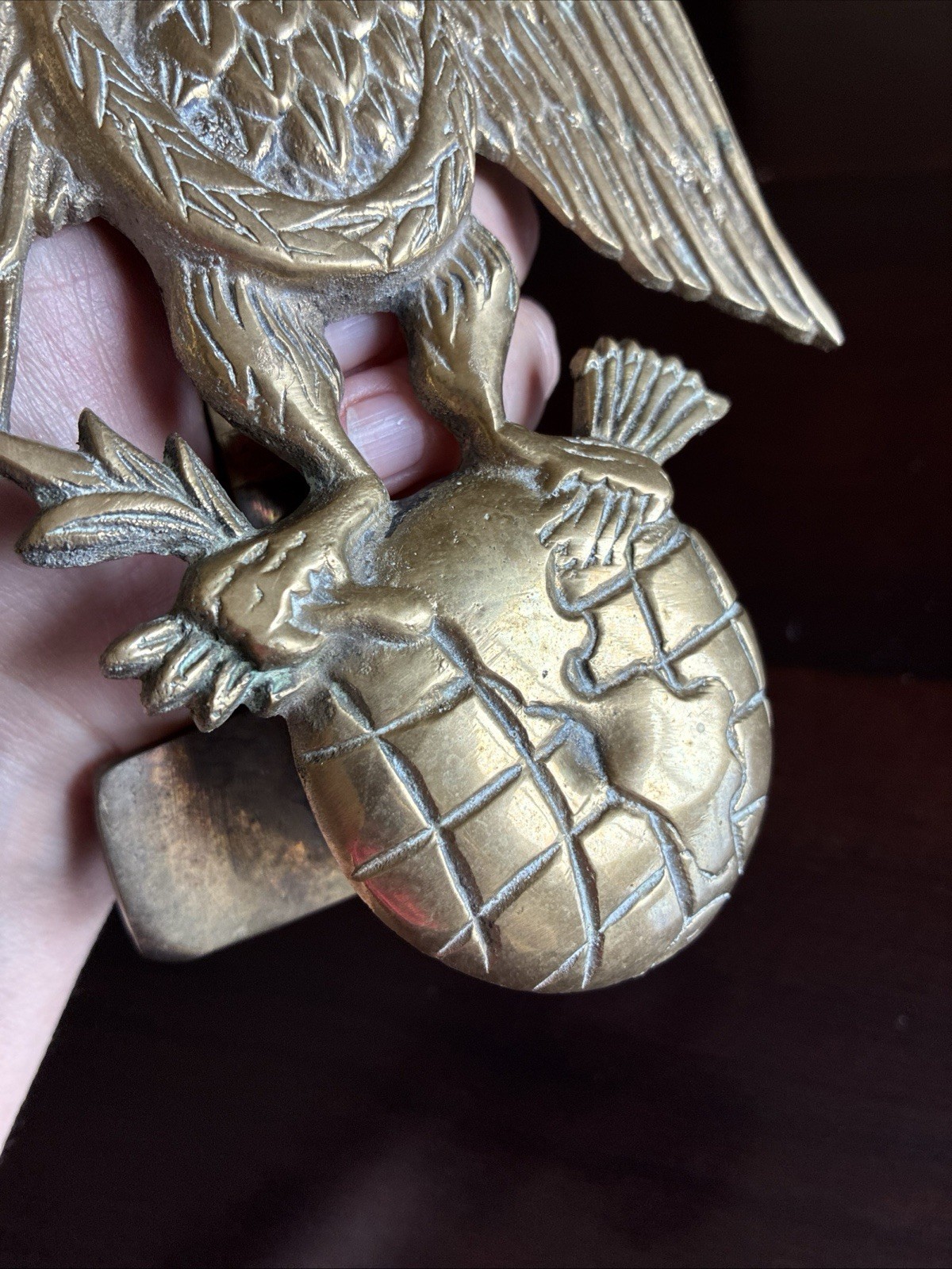VNTG/Penco/Brass American Eagle Door Knocker/Globe/New Bedford MA/Taiwan/1970s