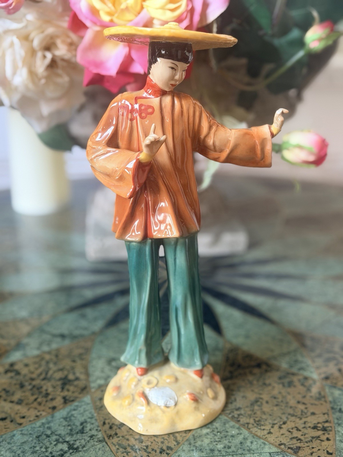 Original Goldscheider – Chinese Fisherman By Barbara Loveday – Fine Bone China