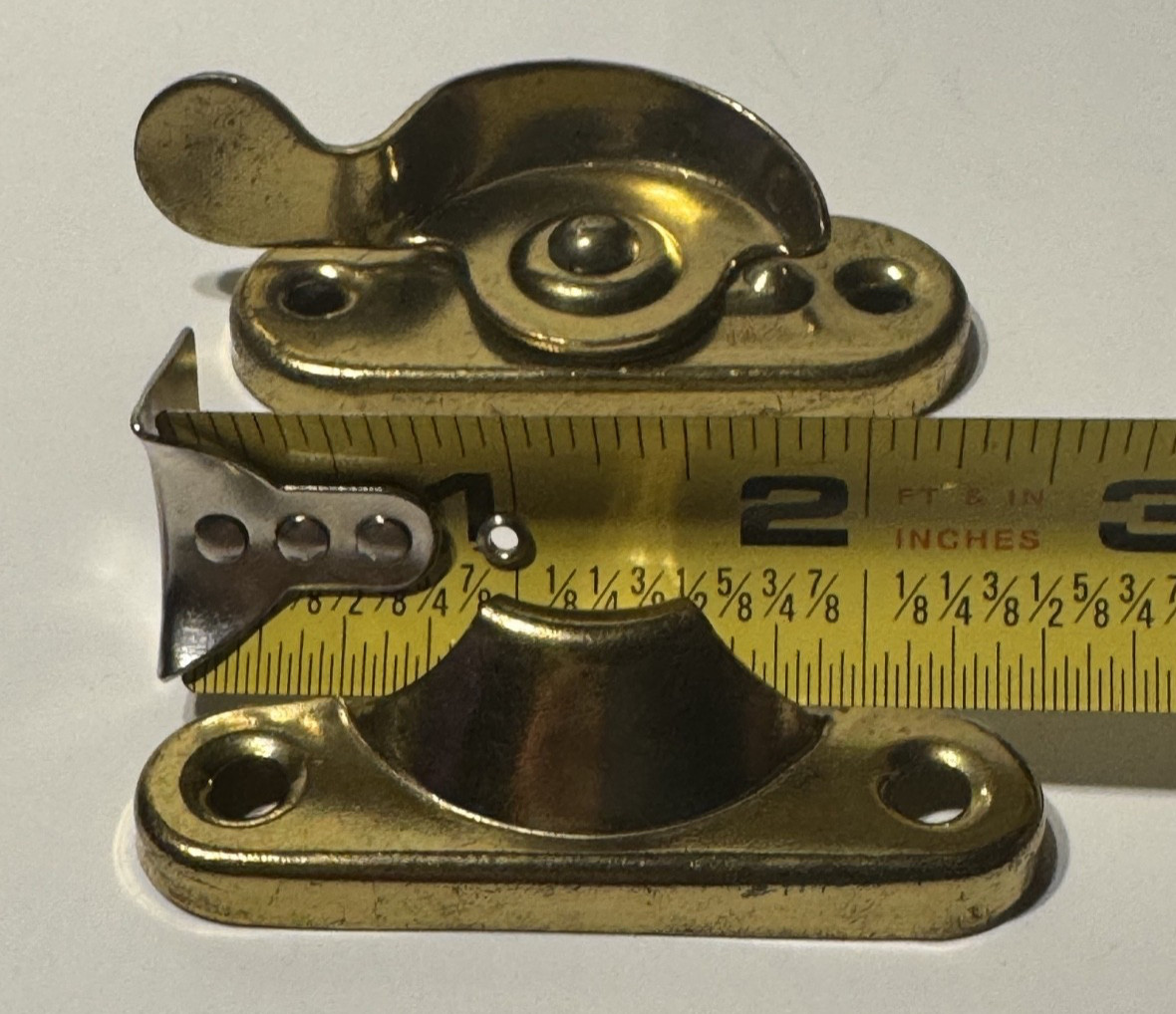 Vintage Brass Tone Metal Window Sash Lock with Screws-NOS