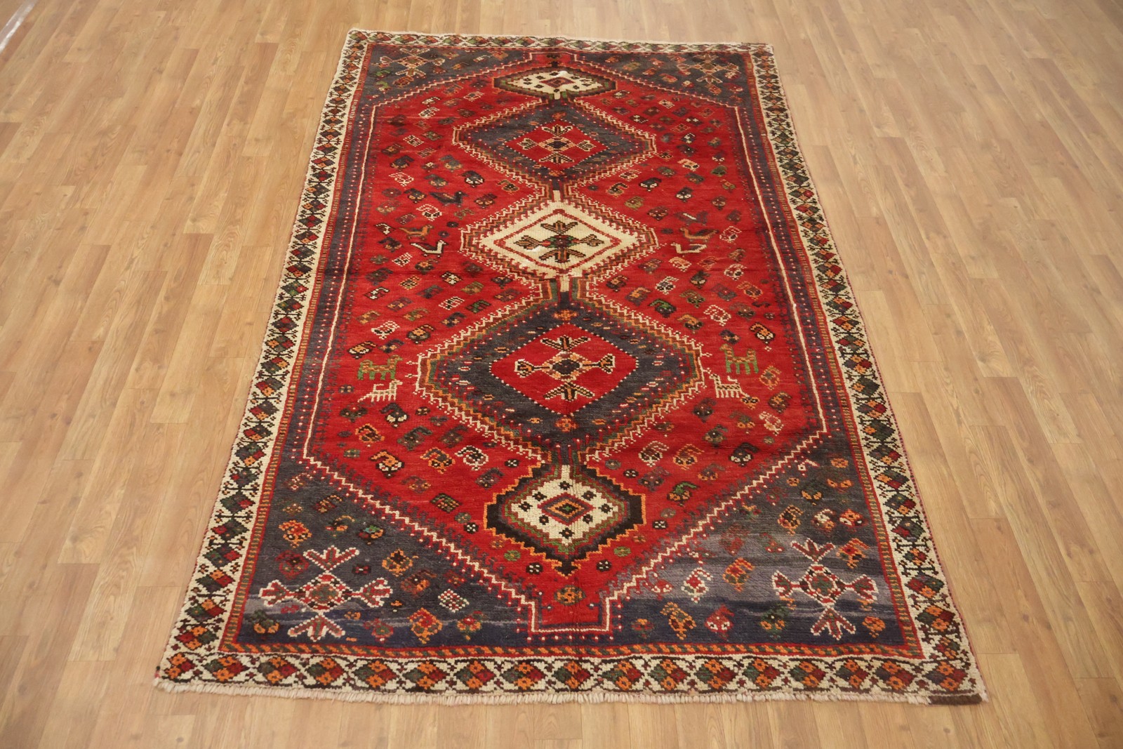 Traditional Red Area Rug 5×8 Handmade Wool Geometric Vintage for Any Room