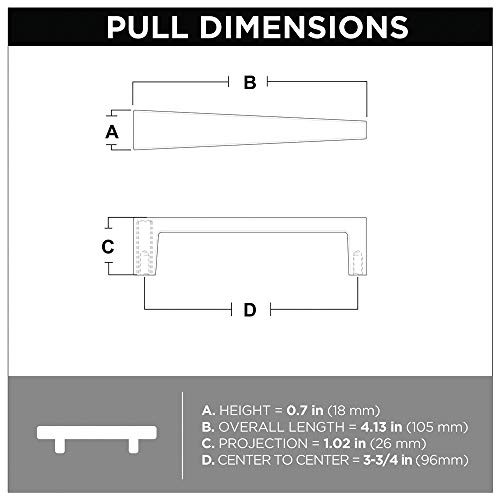Franklin Brass Angled Cabinet Pulls, Brushed Brass, 3-3/4 in Drawer Handles, 10