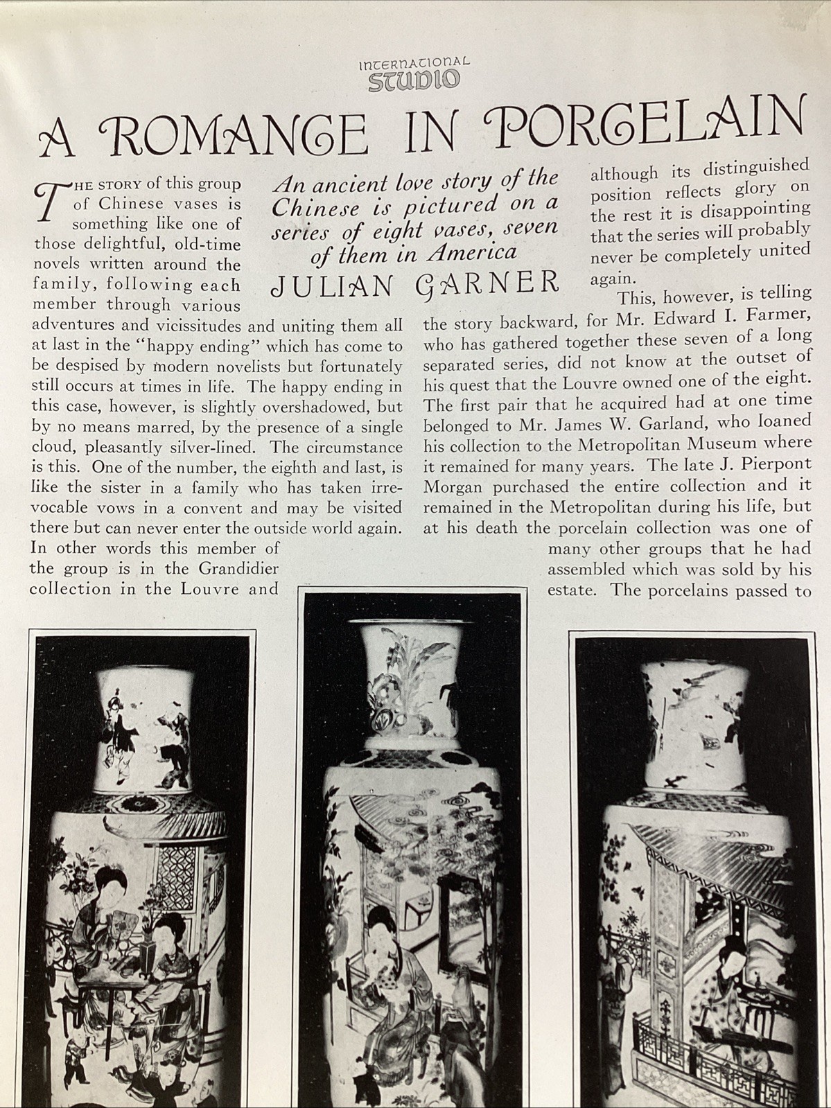 China Porcelain Vase Romance Art Print Article 1925 Original Rare Antique Garner