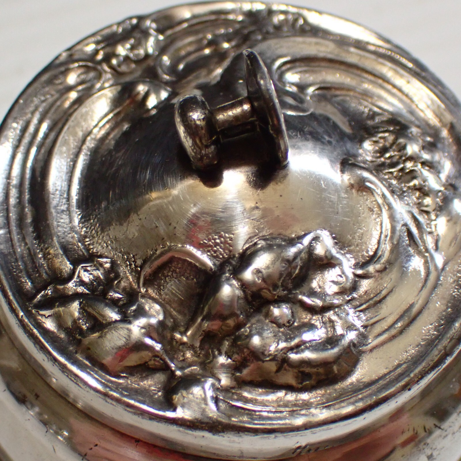 Antique Silver Plate Cufflink Box – Trinket Box – Collar Stud Box – Pill Box
