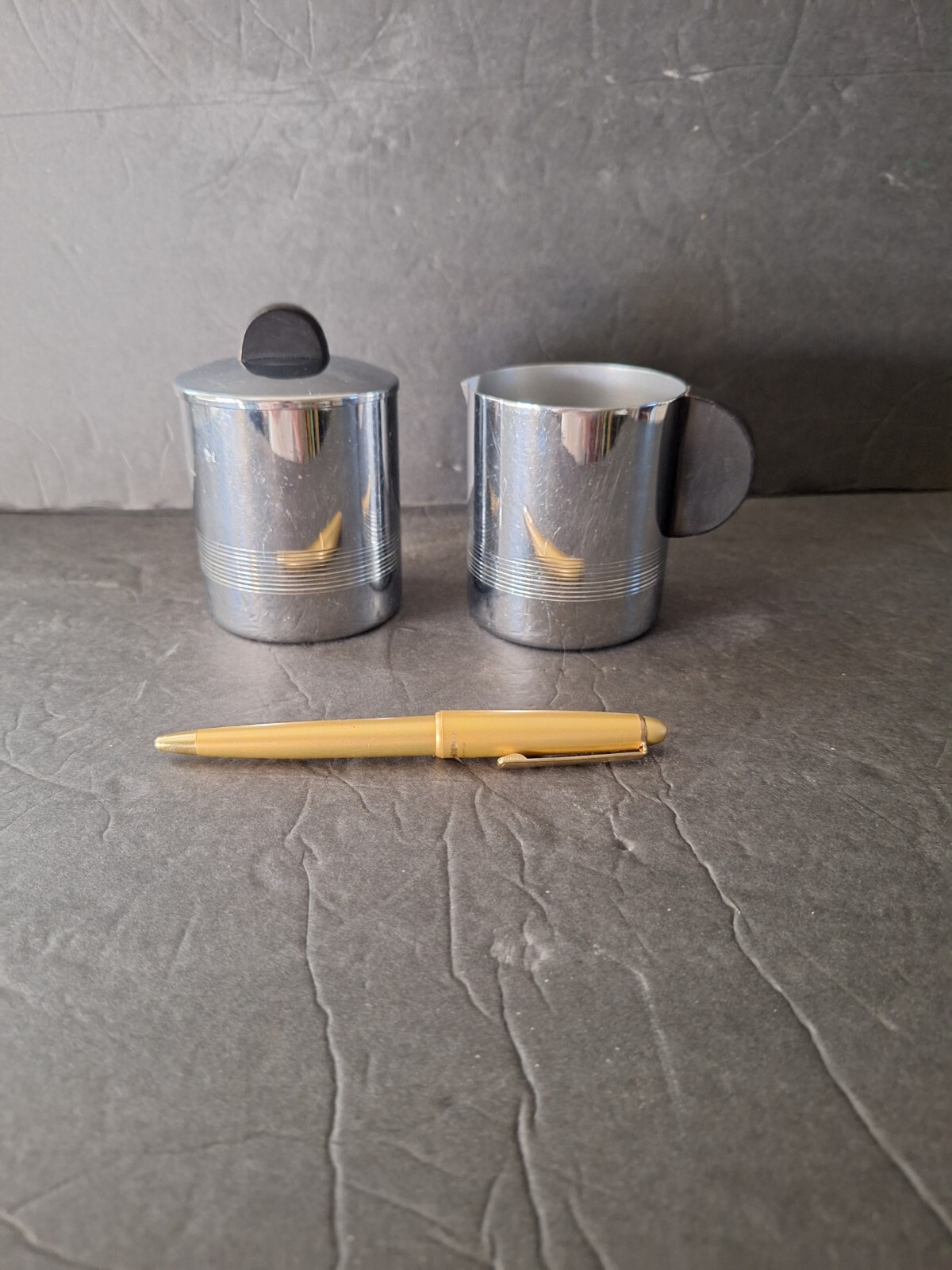 HTF Manning Bowman Art Deco Creamer and Lidded Sugar bowl 1930s