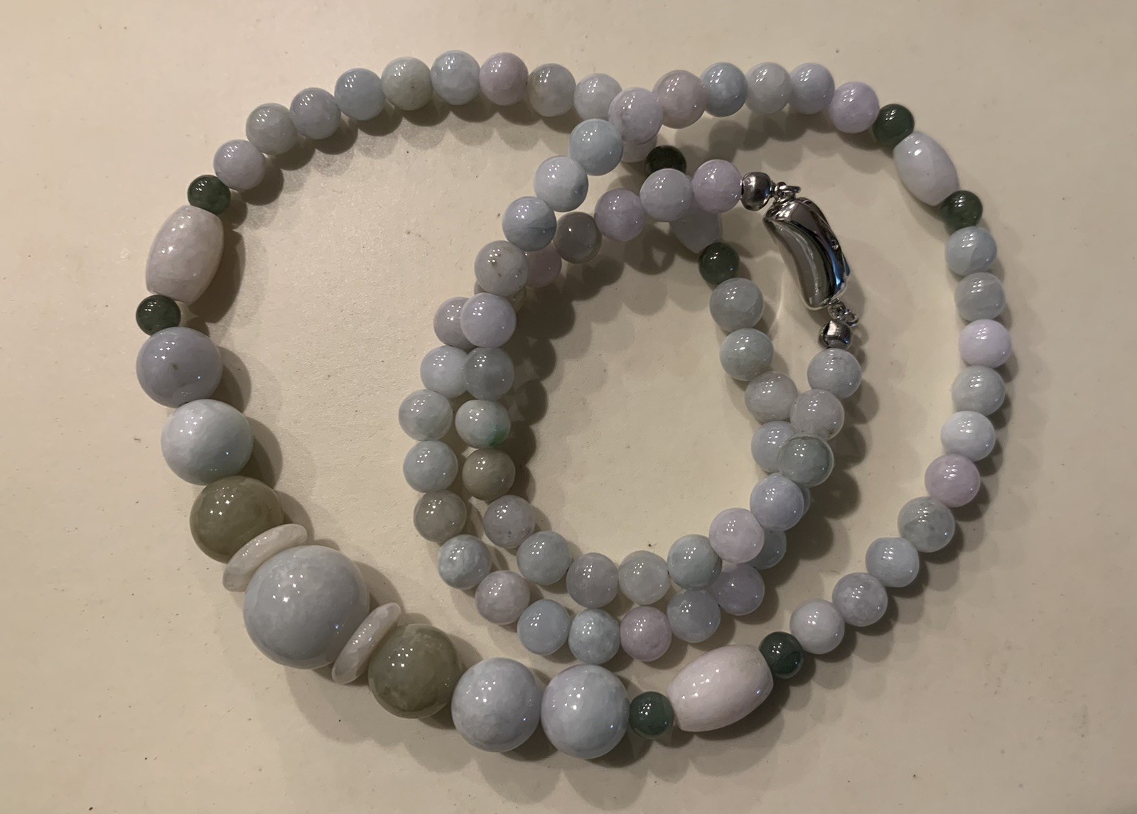 100% Natural Grade A Untreated Multi-Color Jadeite Jade Beads Necklace 22” J#003