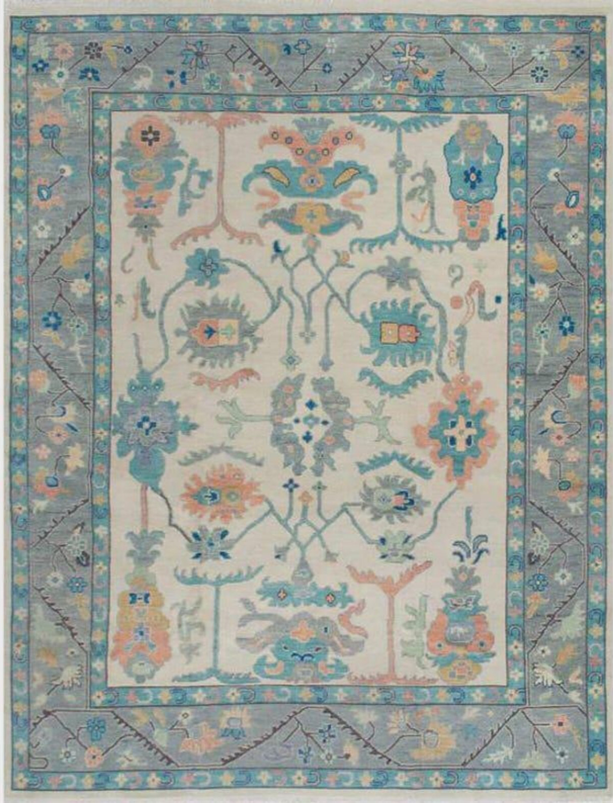 Vintage Floral Oushak Rugs 8×10 9×12 10×14 12×15 Handmade Turkish Wool Area Rugs