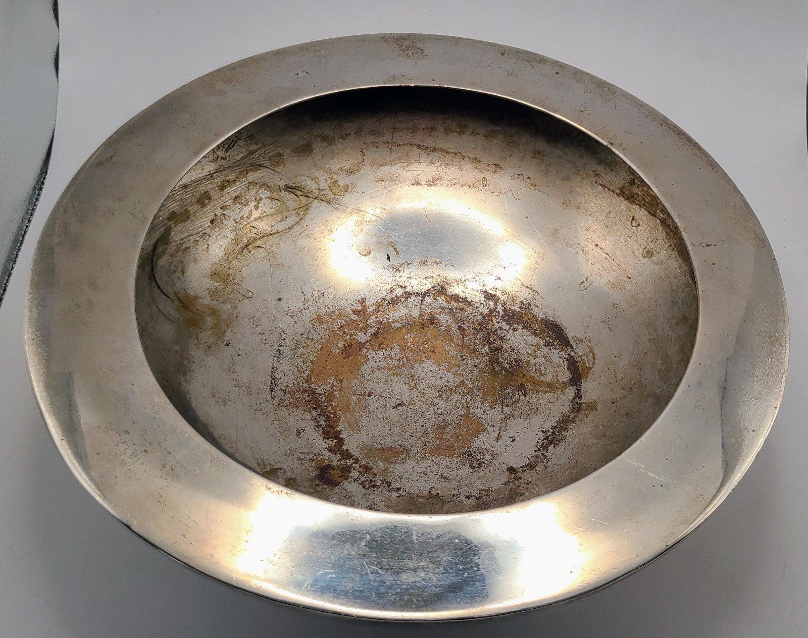 Vintage Art Deco Silver Plated Bowl Serving Dish Vase with Rim 11″ Heavy