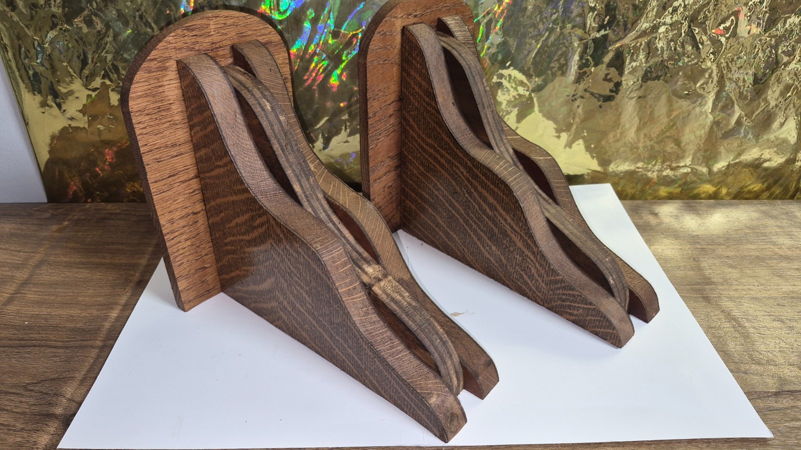 Antique Wood Corbel Brackets SHELVES Reclaimed OAK Hardwood set of 2