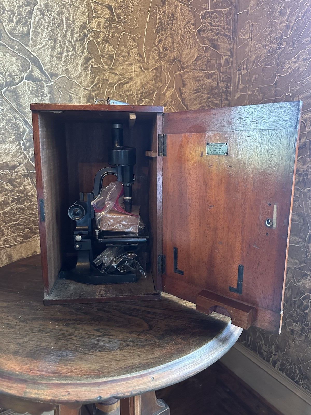 Antique Spencer Microscope Compound 1930 Wood Case Wayne State Biology Lab WSC
