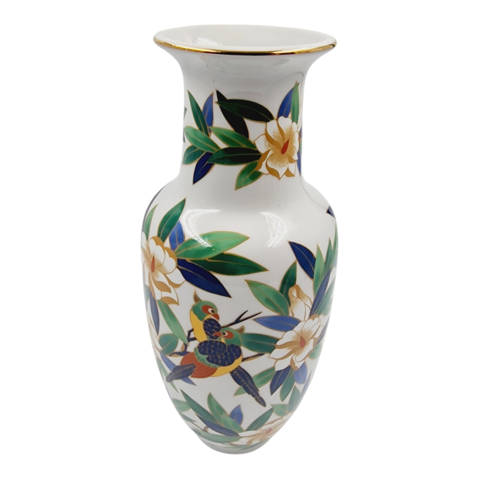 VINTAGE CHINESE CERAMIC VASE – BIRDS OF PARADISE – 6 INCHES TALL