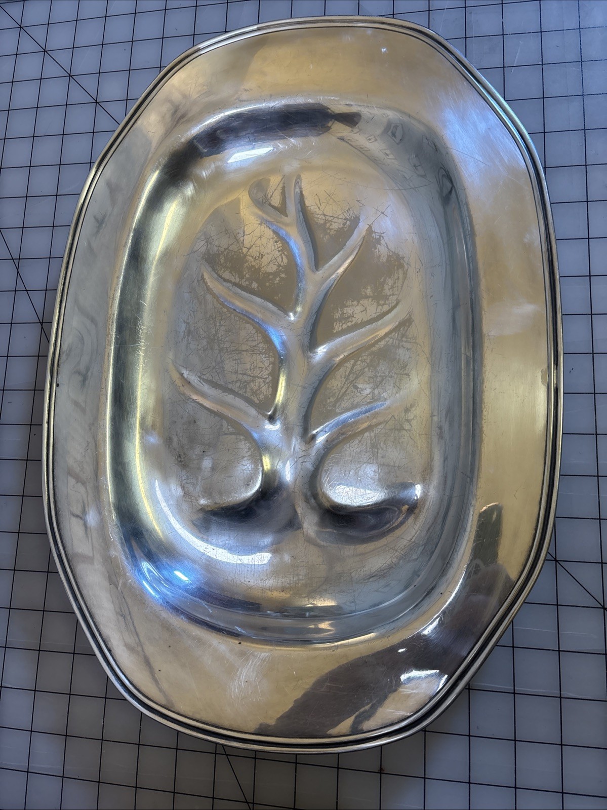 Vtg EPNS Windmill Meat Platter Serving Tray Silver Footed Juice Well 18×12.5”