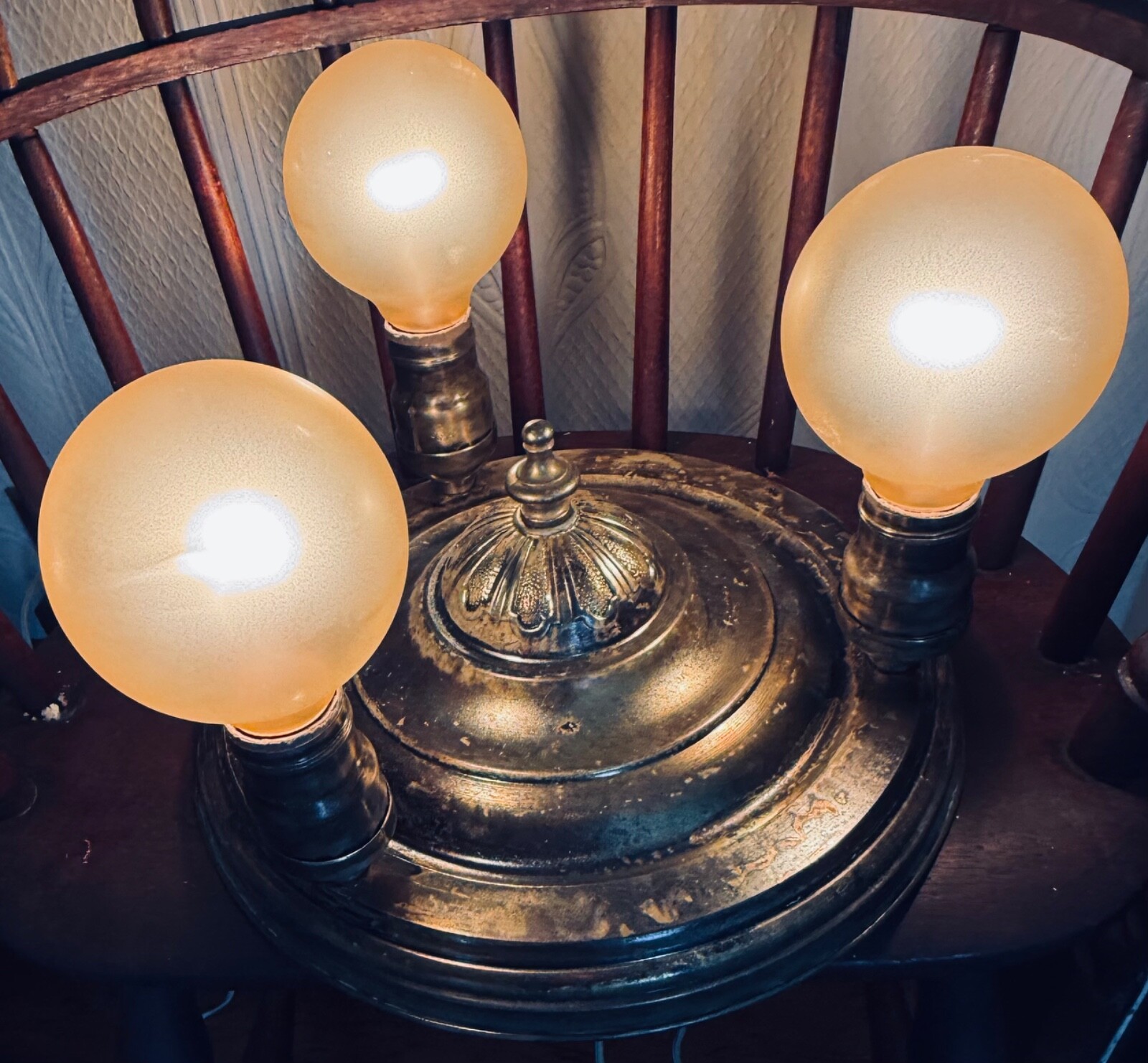 Vintage Antique Pressed/ Ceiling 3 Light Fixture Chandelier Art Deco 20’s