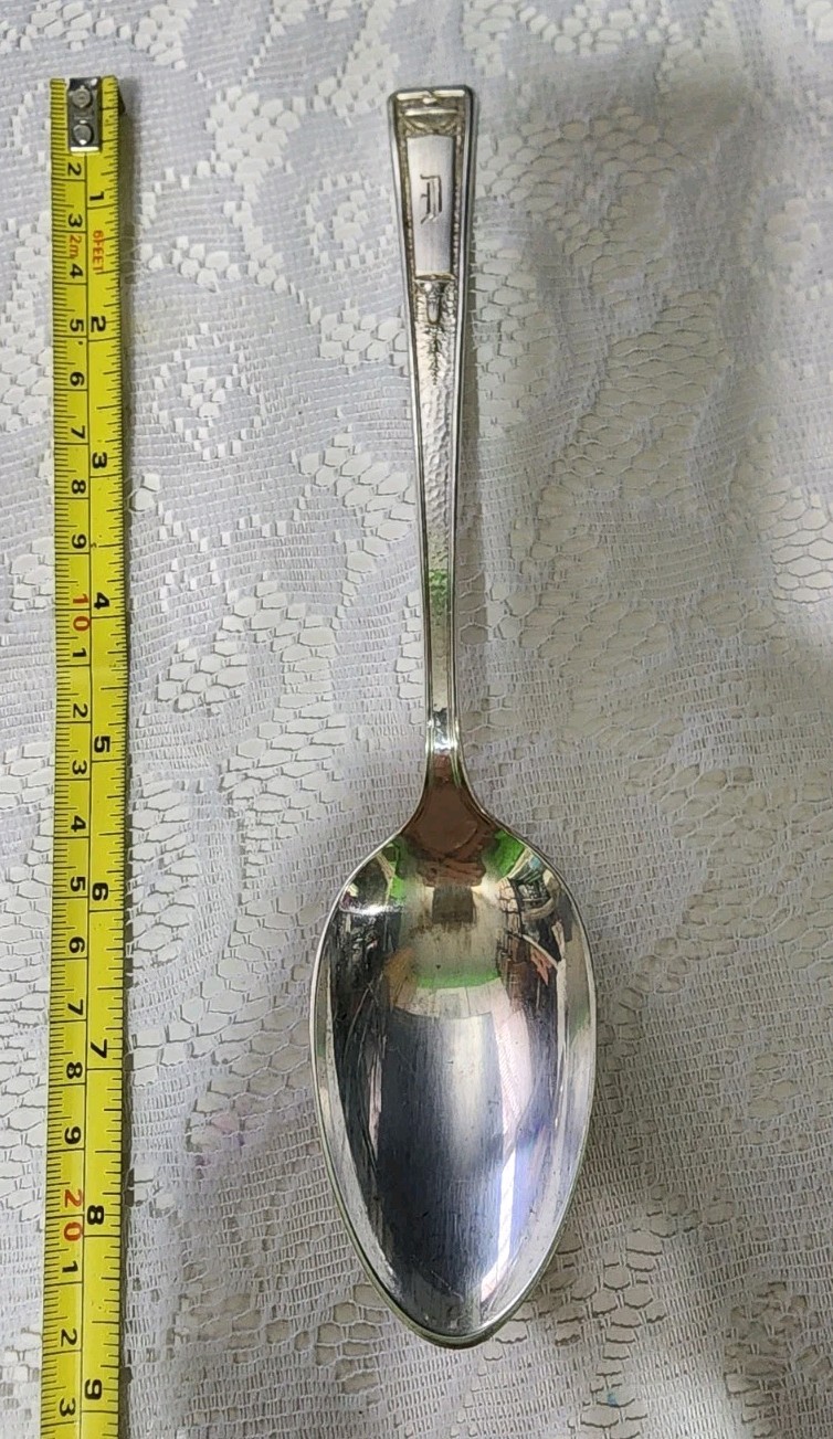 😃 VINTAGE c1924 BUCKINGHAM SILVERPLATED TABLE SERVING SPOON MONOGRAMMED D🥄