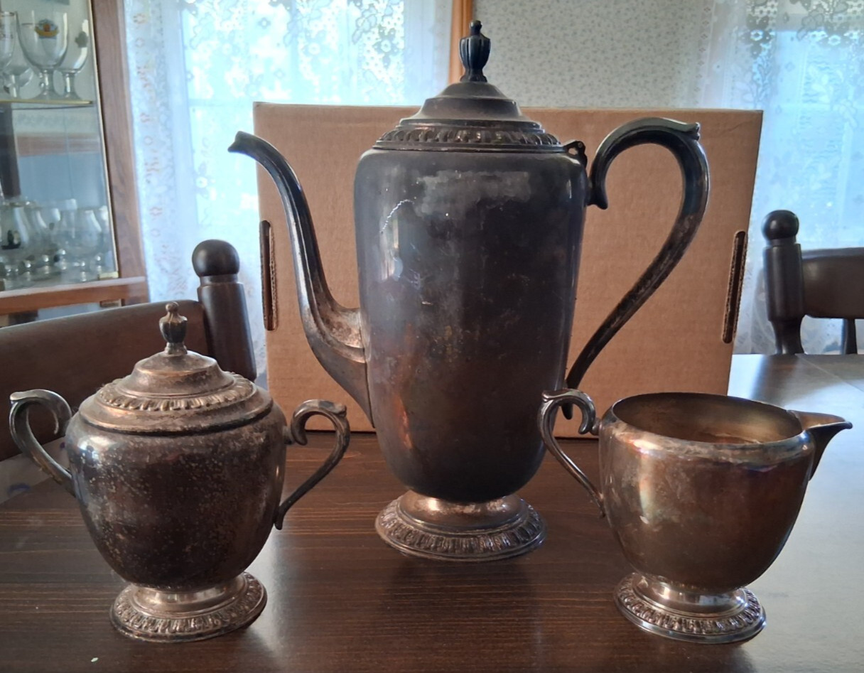3 Piece Set Vintage Silver Plated “Fenwick” Wm William Rogers Tea Coffee Service