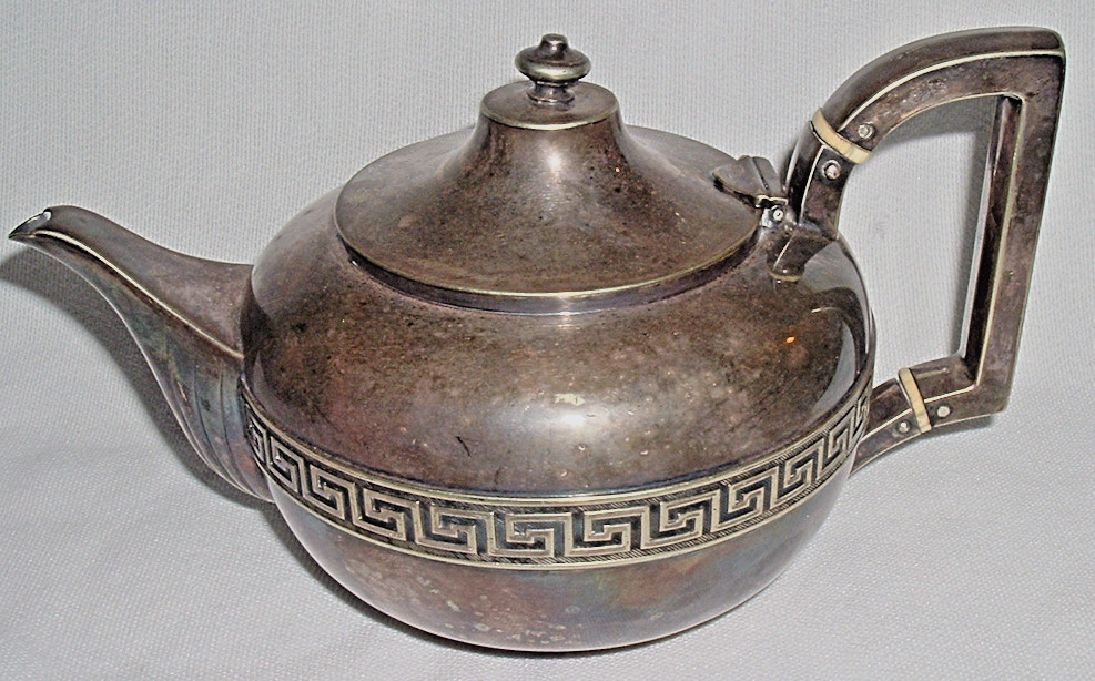 1910 GORHAM MFG. SILVER SOLDERED *LOW Tea/Coffee POT *Neo-Classical GREEK KEY #3