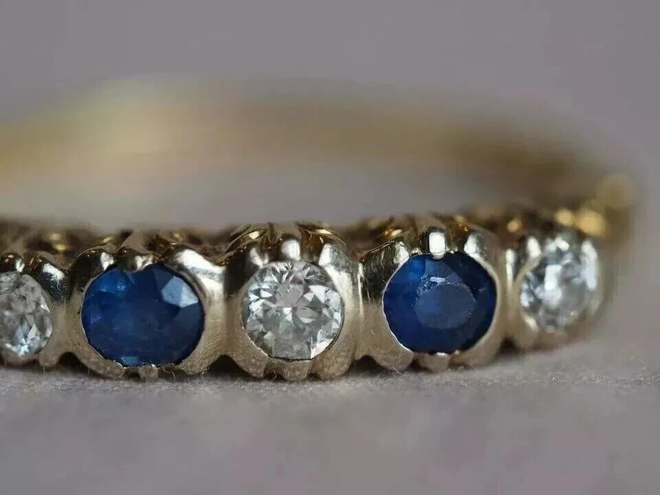 1Ct Round Cut Lab-Created Sapphire Vintage Wedding Ring 14k Yellow Gold Plated