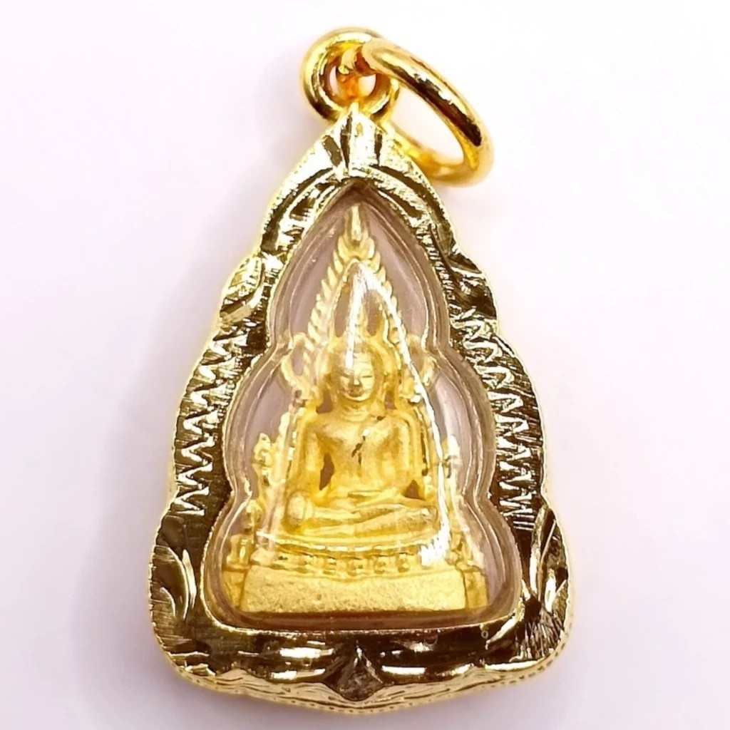 Phra Buddha Chinnarat Gold Micron Pendant Talisman Thai Buddhism Amulet