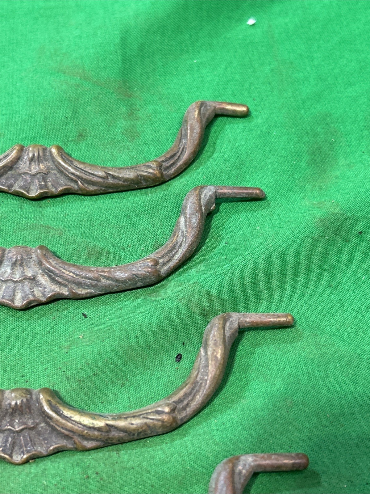 Four 5” Center Ornate Solid Brass Antique Drawer Pulls Bails