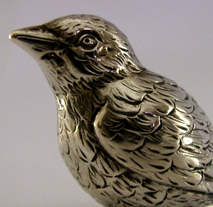 PRETTY GERMAN SOLID SILVER CHICK BIRD PEPPER POT c1920 ANIMAL NOVELTY