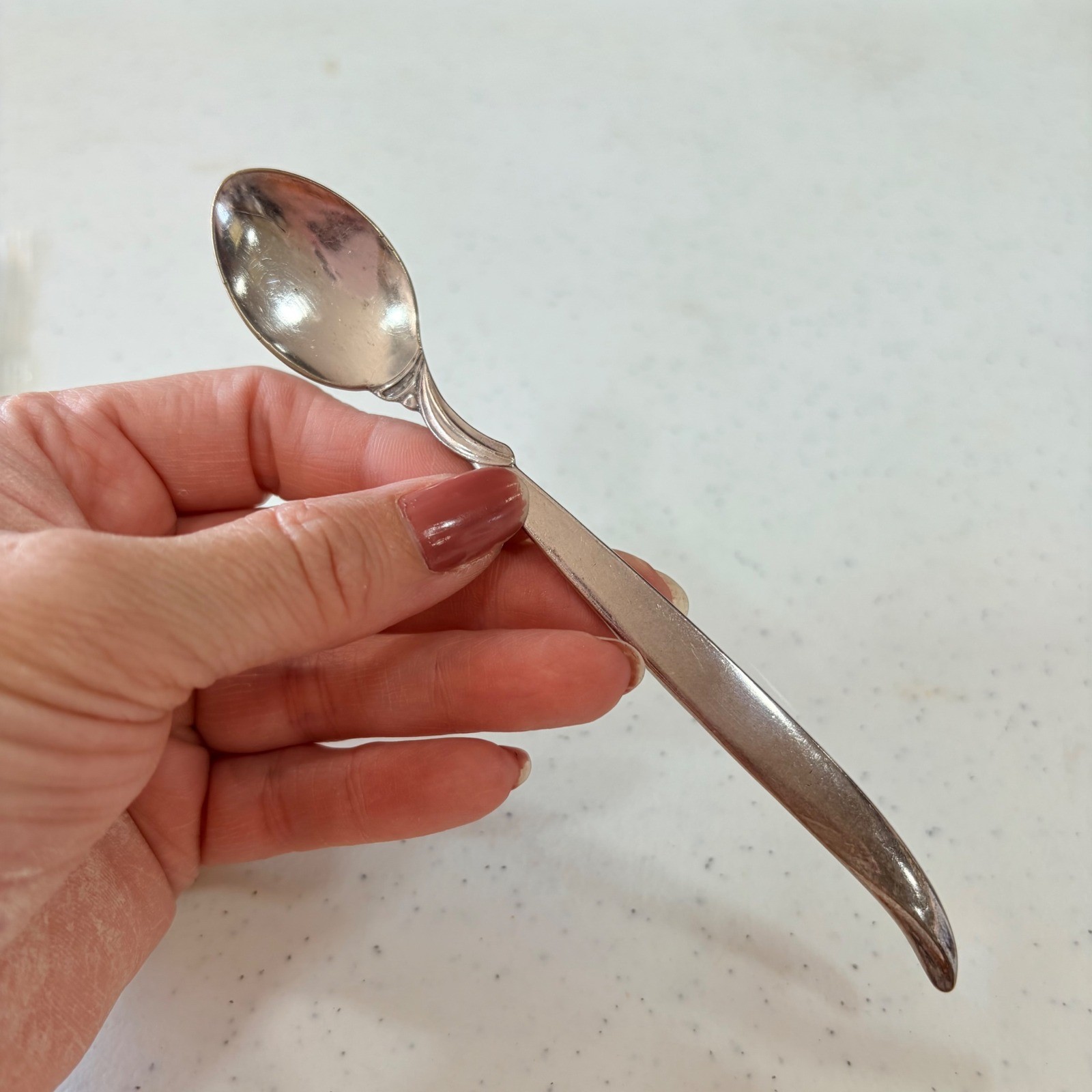 1847 Rogers Bros Flair Silverplate Demitasse Baby Spoon Mid Century Modern