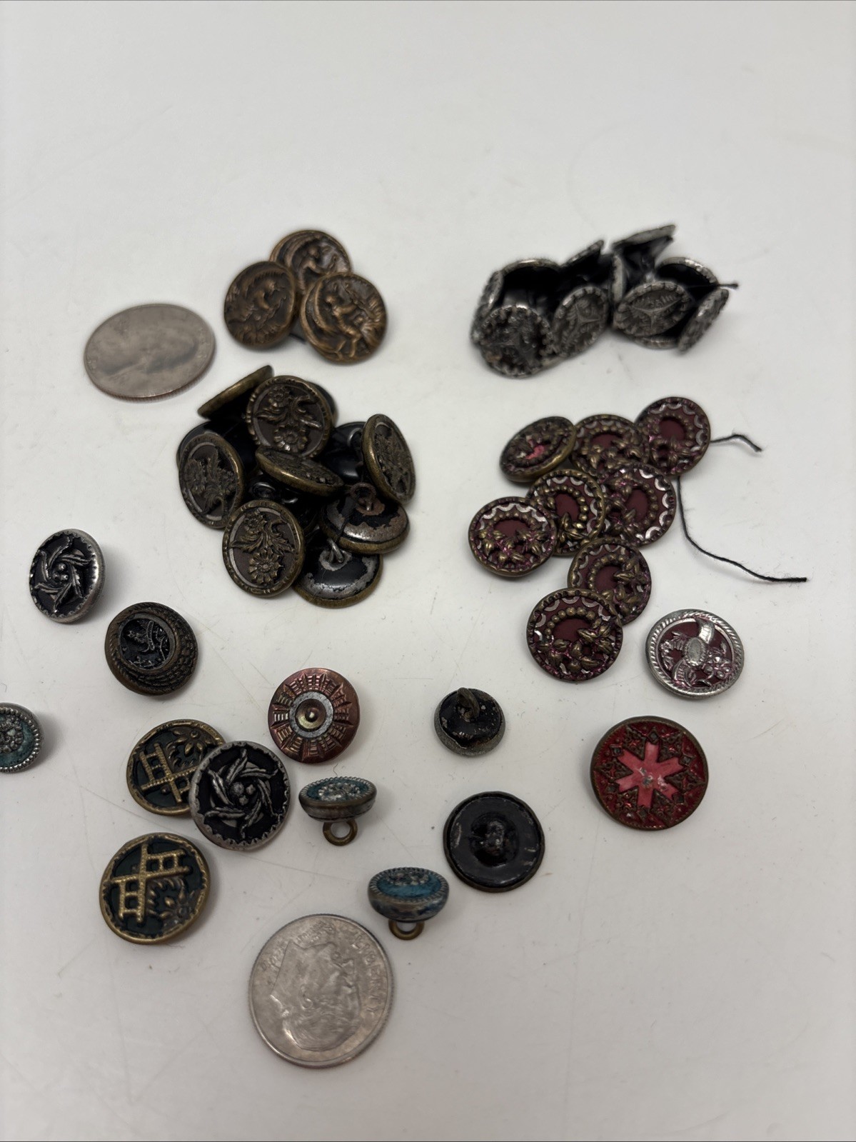 RARE ANTIQUE COLLECTION VICTORIAN STEEL CUT BUTTONS LOT of 50
