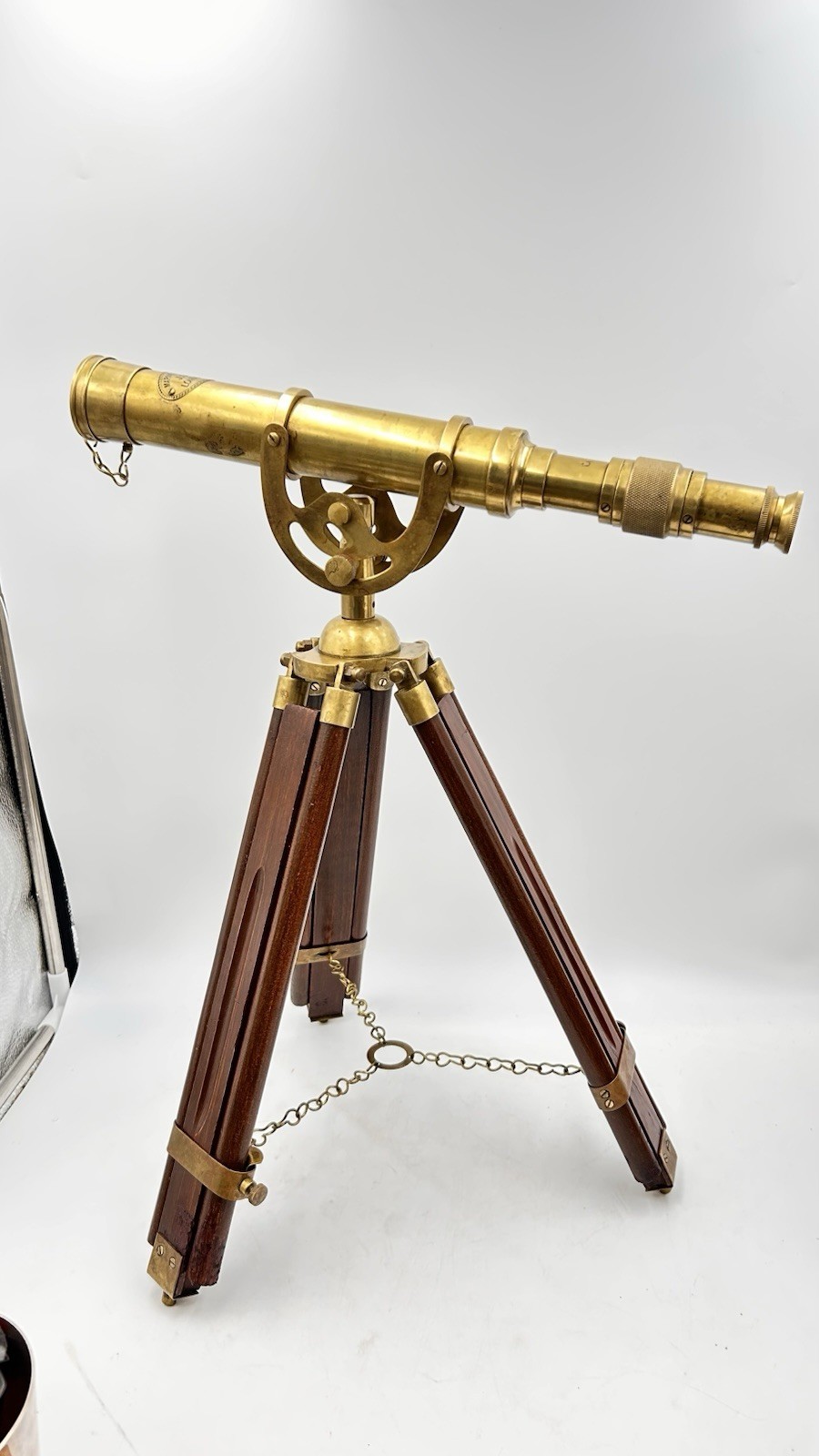 Solid Brass Marine Telescope with Tripod All Brass & Hardwood, Works Great!