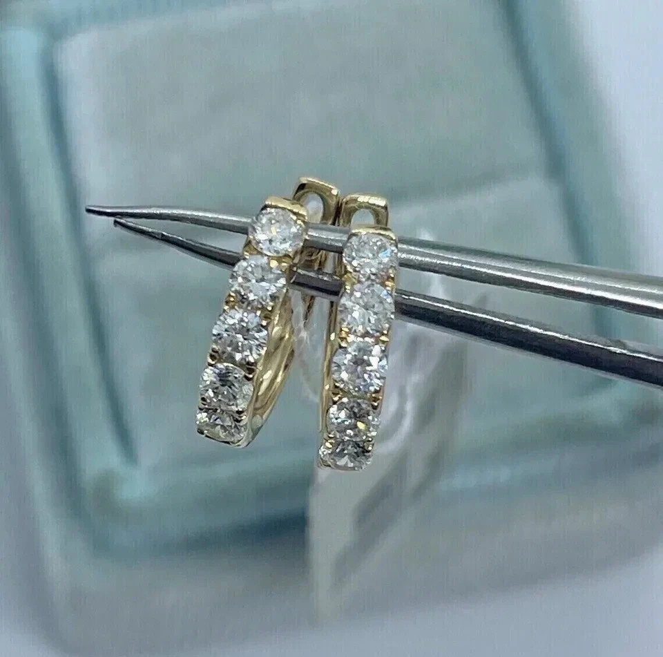 3.00Ct Lab-Created Diamond Small Huggie Hoop Earrings 14K Yellow Gold Plated
