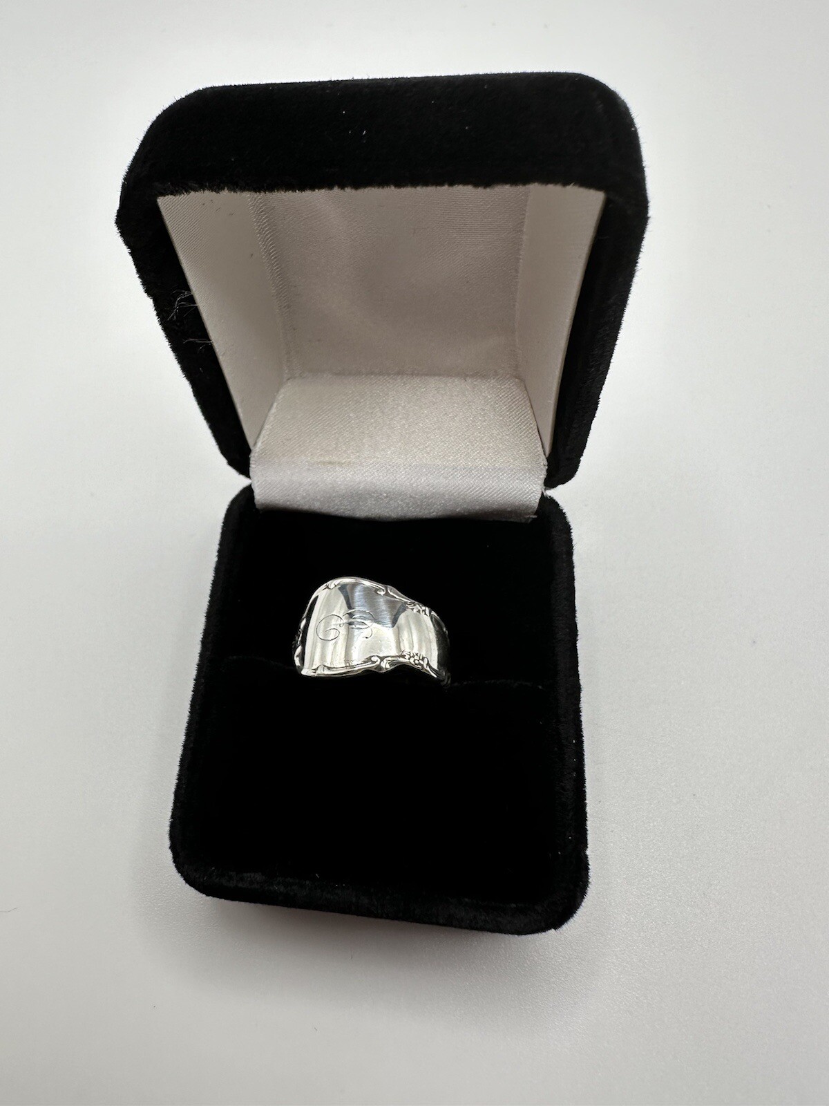 Antique Sterling Silver Monogrammed B Spoon Ring Size 4.5