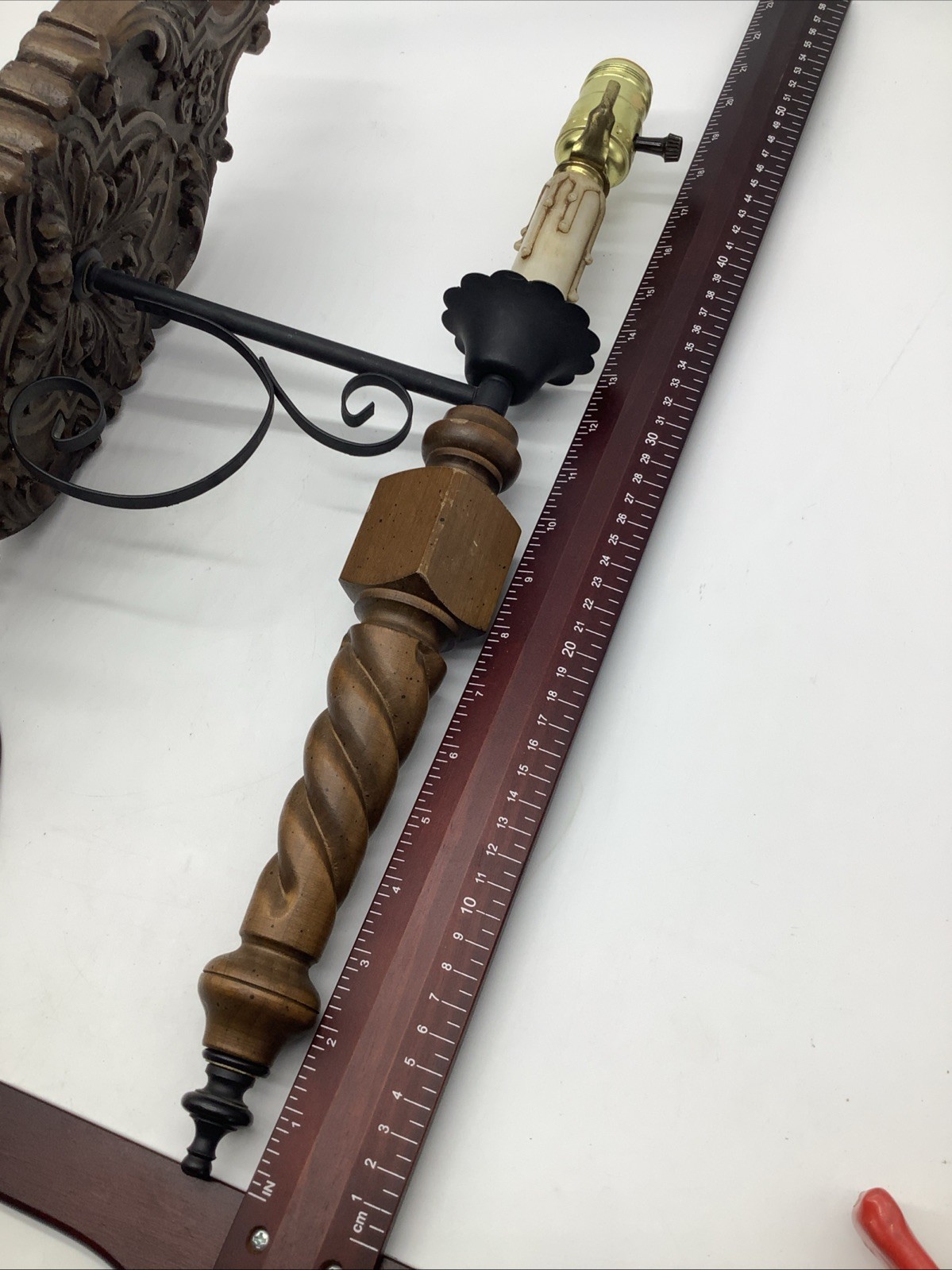 Vintage Rustic Wall Hanging Light Sconce 1960s Western Cowboy Wood Faux Candle