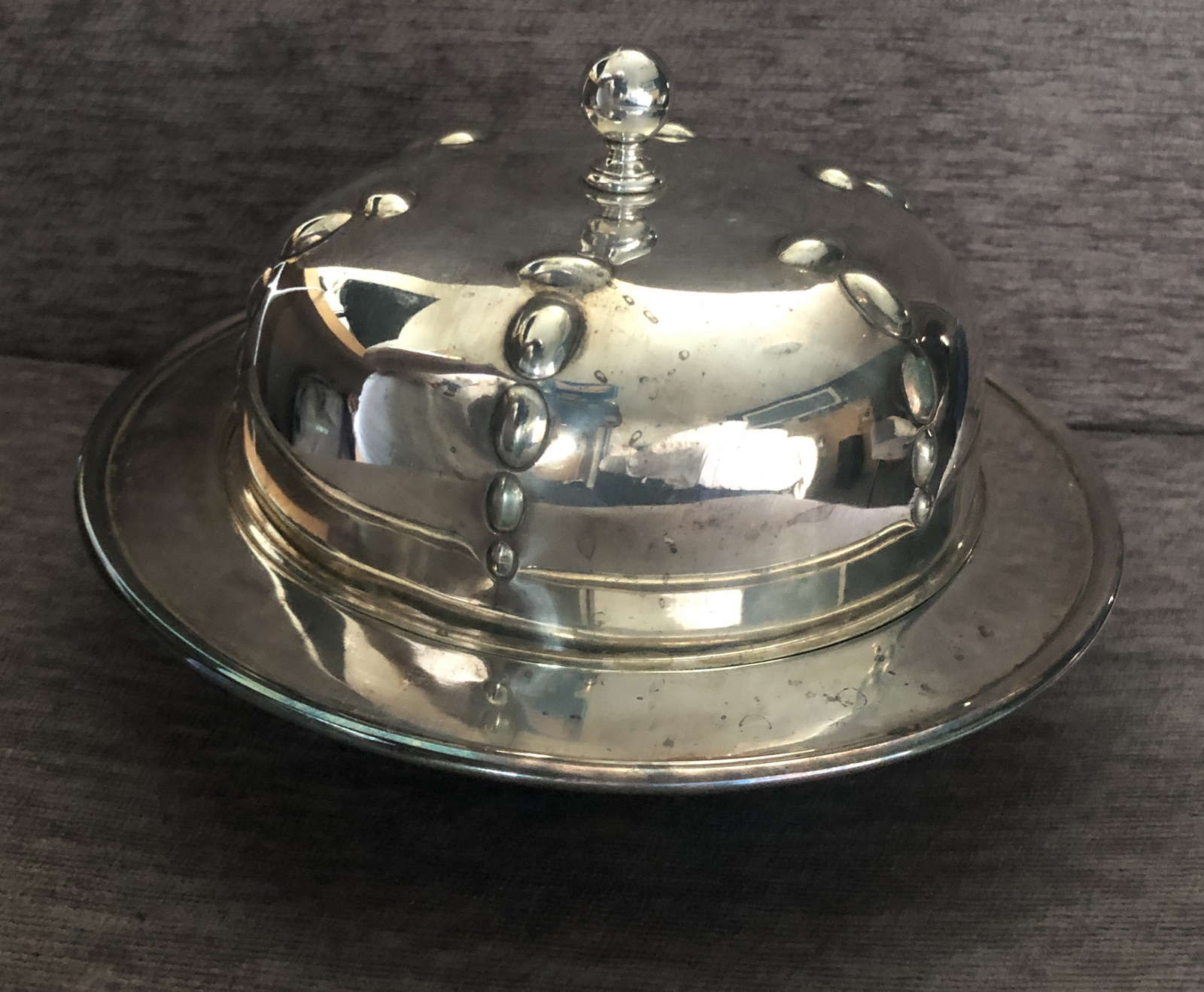 vintage silver plated dome small serving plate made Marked R&B S EP