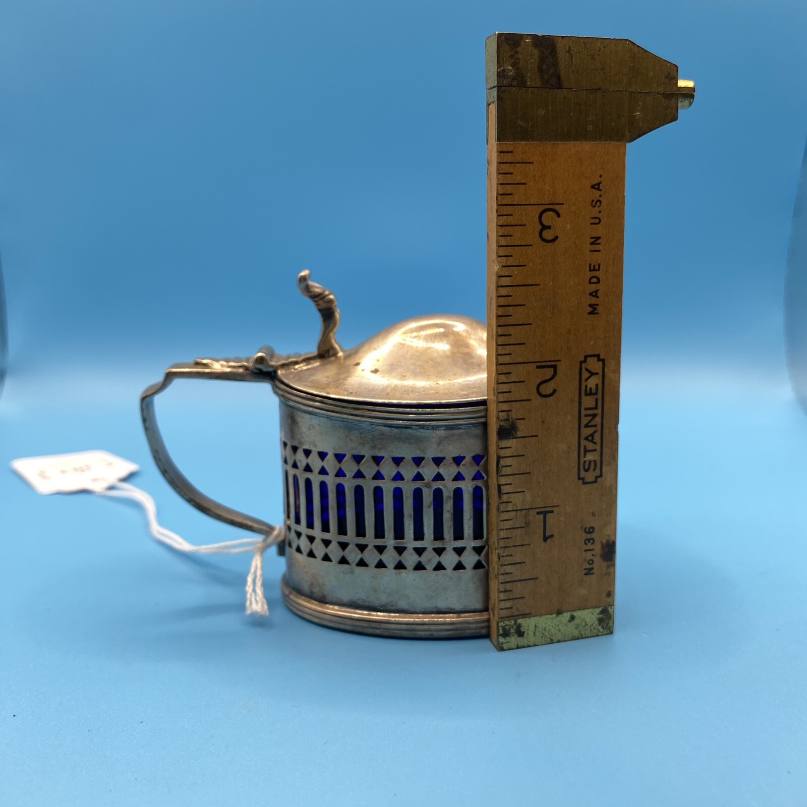 Antique Sterling Silver Mustard Pot Stokes & Ireland Chester Hallmarked & Cobalt