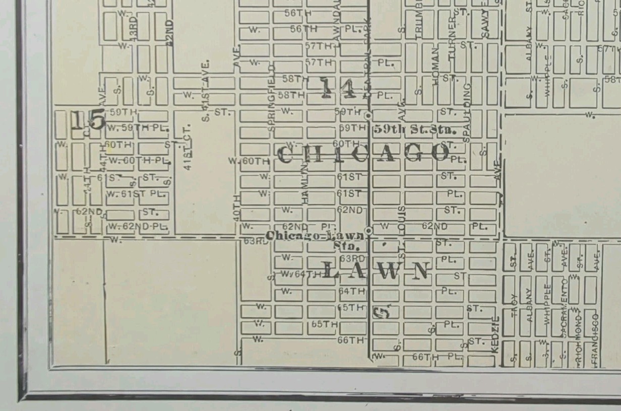 Vintage 1911 CHICAGO ILLINOIS Map 15″x22″ Old Antique Original HYDE PARK PULLMAN