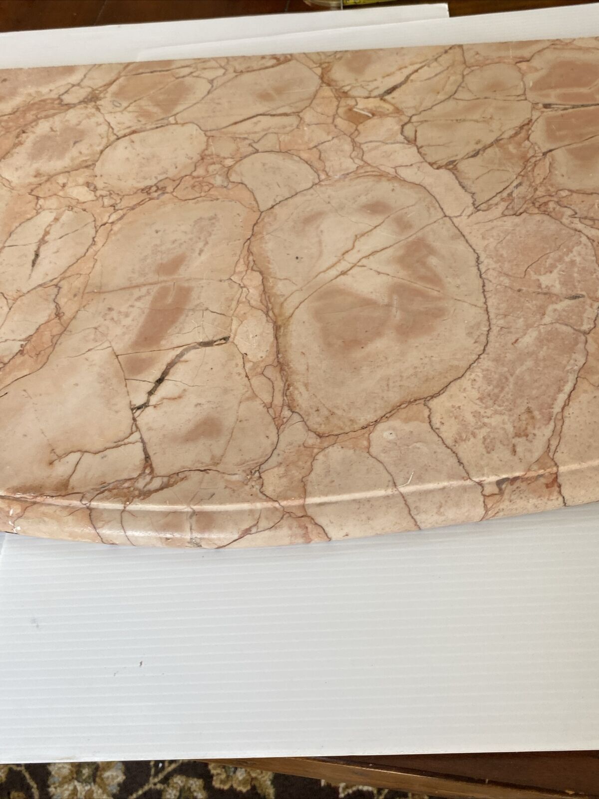 Antique Large Rose Marble Stone Top for Table / Bar Salvaged Reconstruction