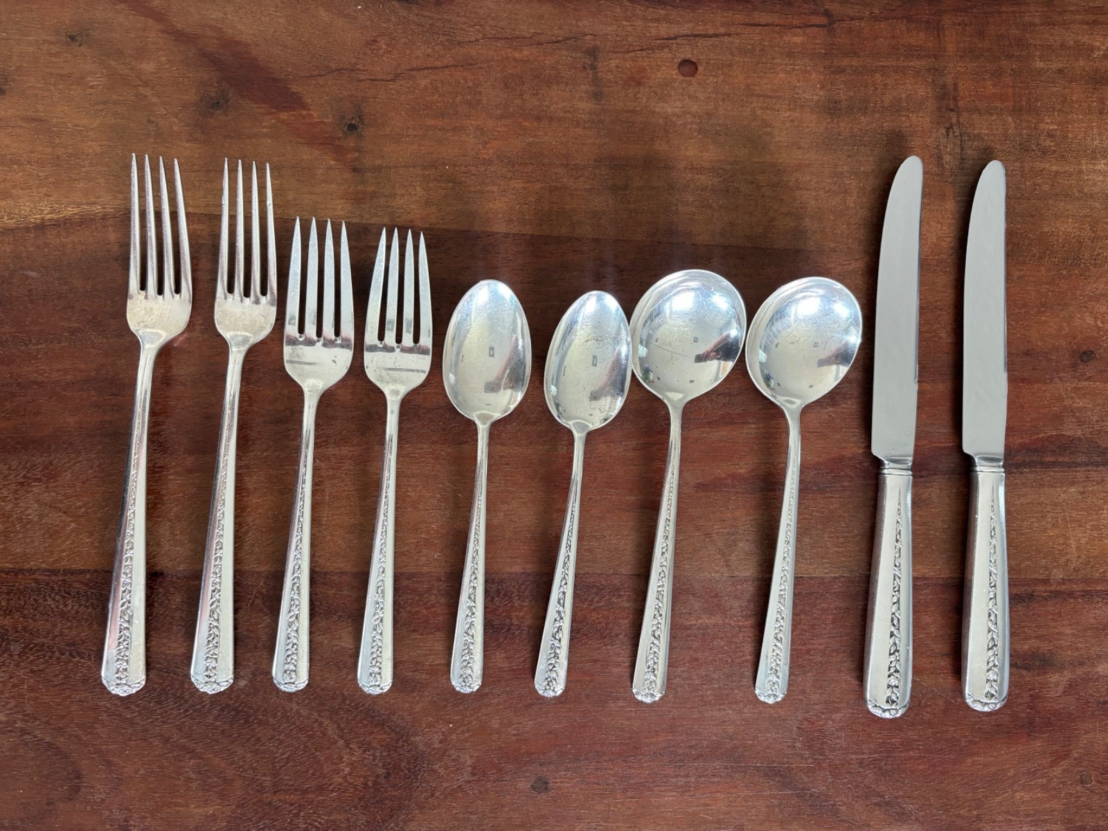 Towle RAMBLER ROSE Sterling Silver 10pc Flatware Set Service for 2 Serving Pcs