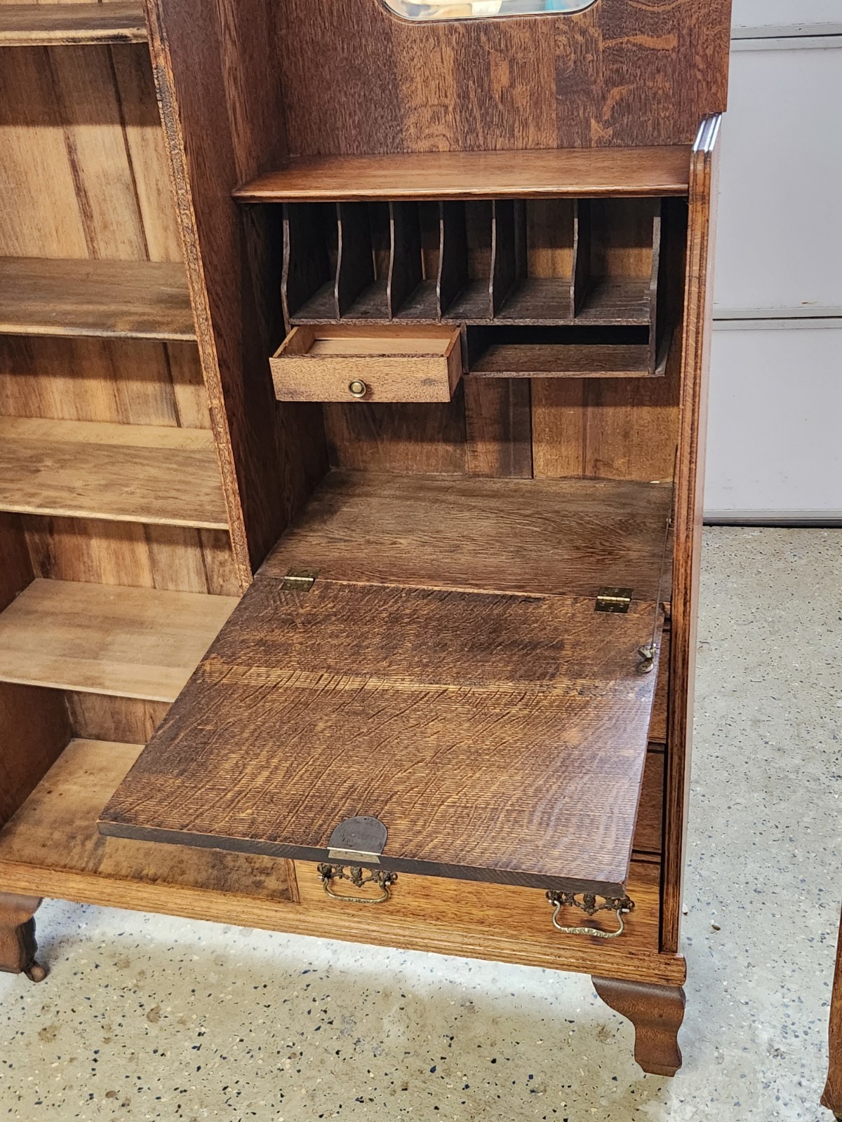 Vintage Oak Secretary, Roll Top Desk & Dresser