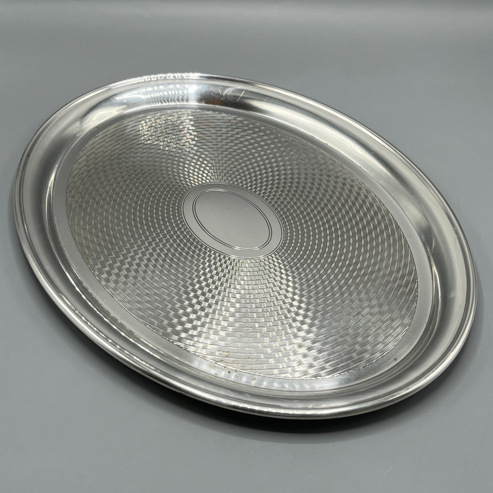 Antique Vintage Silver Plate Engine Turned Drinks Tray Art Deco 1930s / 50s EPNS