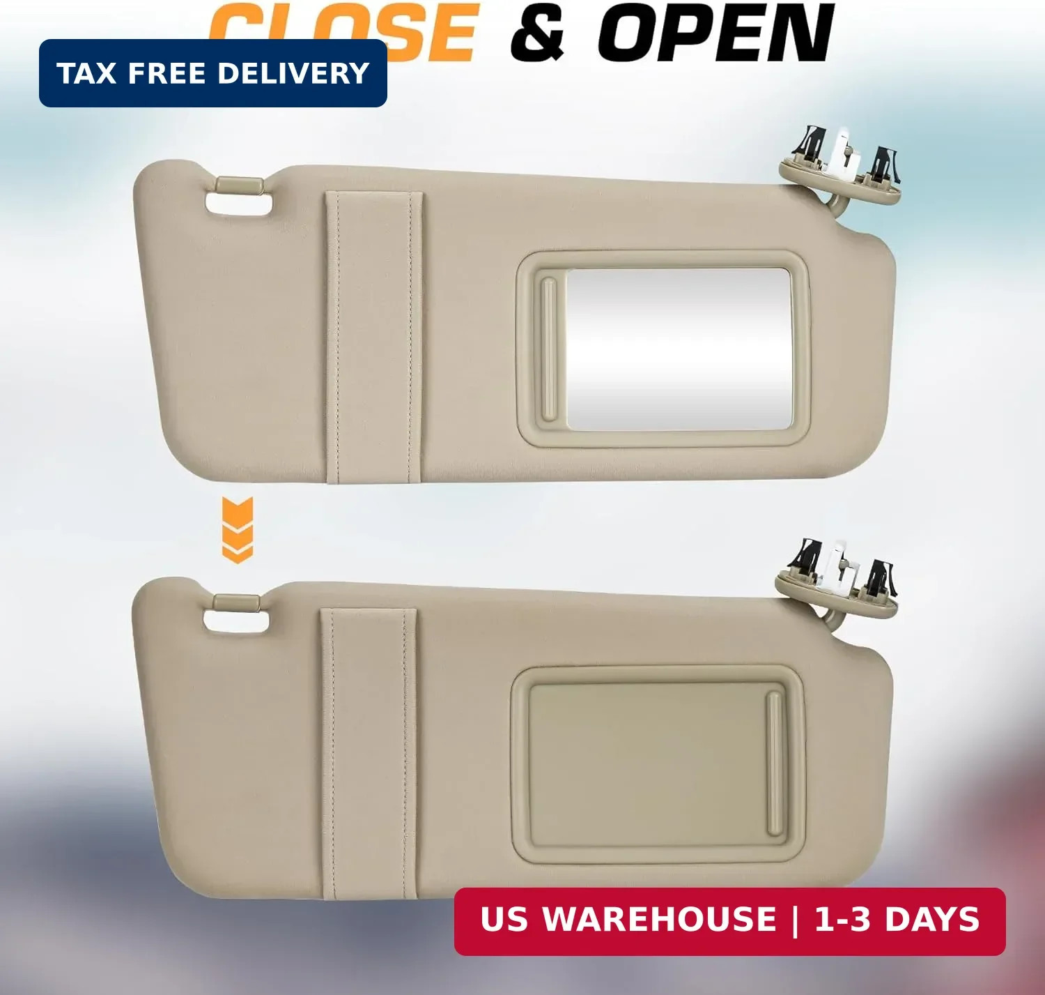 Left Driver & Right Passenger Side Sun Visor with Light Fit for Toyota Camry 200